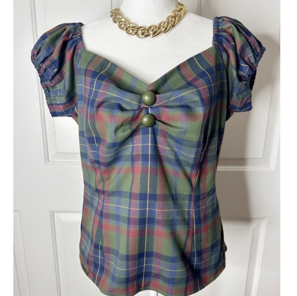 Modcloth x Collectif Plaid top (XL)